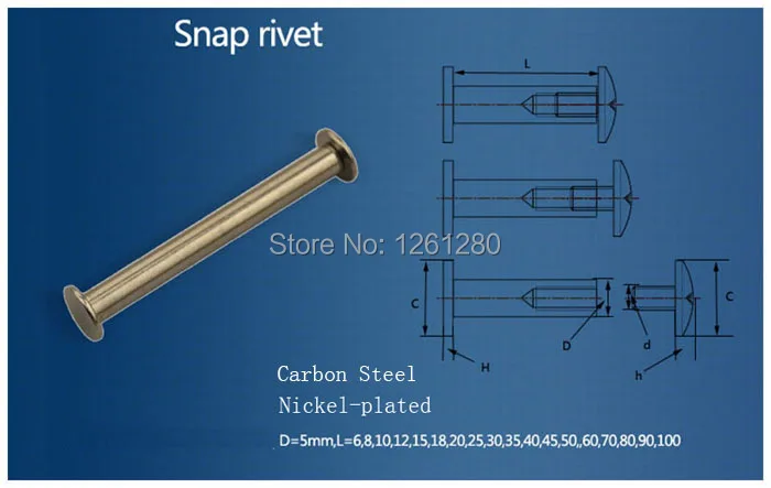 M5* 10 мм Заклепка с щелчком Никель-винтообразный бухгалтерская книга изображение заклепки рецепты для стыковой винт аппаратные средства "сделай сам" части