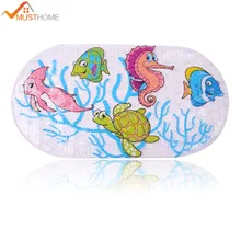 39 см x 69 см мультфильм Противоскользящий ПВХ коврик для ванной коврик с присосками(Морская Черепаха Рыба)-27x15 дюймов