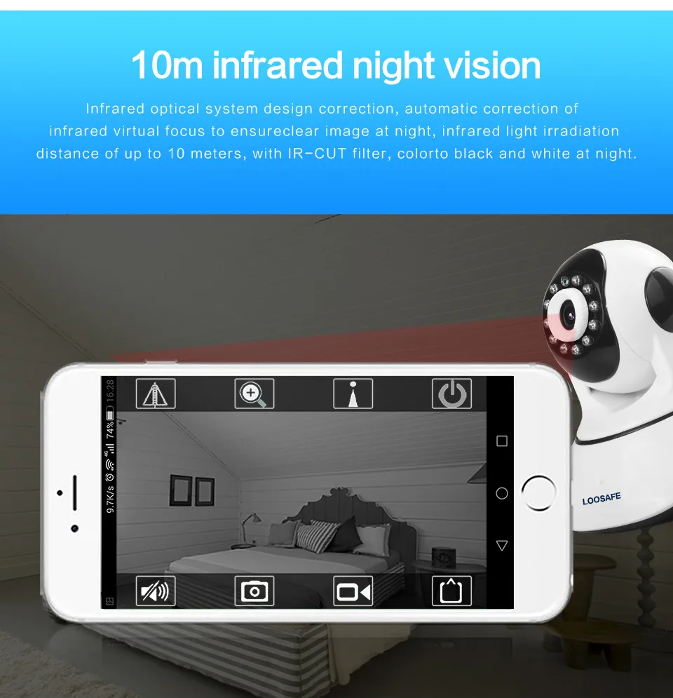 LOOSAFE HD 1080P, IP камера, WIFI, камера наблюения, камера 2 Мп, детский монитор, беспроводная, P2P IP камера, PTZ, Wifi, камера для безопасности
