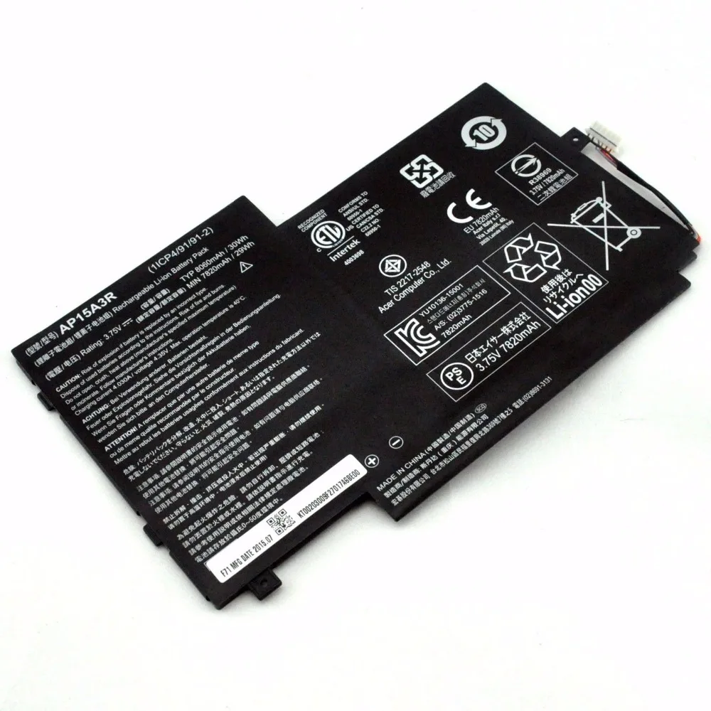 Новая Оригинальная батарея для Acer Switch 10 E (Φ) Pro AP15A3R 3 75 V 30WH | Компьютеры и офис