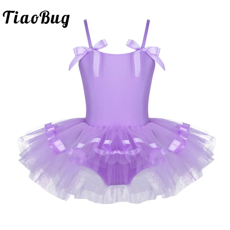 TiaoBug Cute Child Ballet Tutu Dance Leotard Dress Girls Spaghetti Straps Gymnastics Leotard