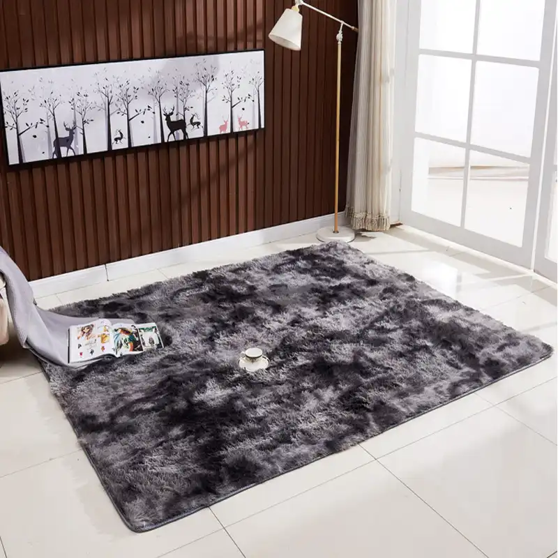 Alfombras de felpa gris oscuro para sala de estar alfombra suave y