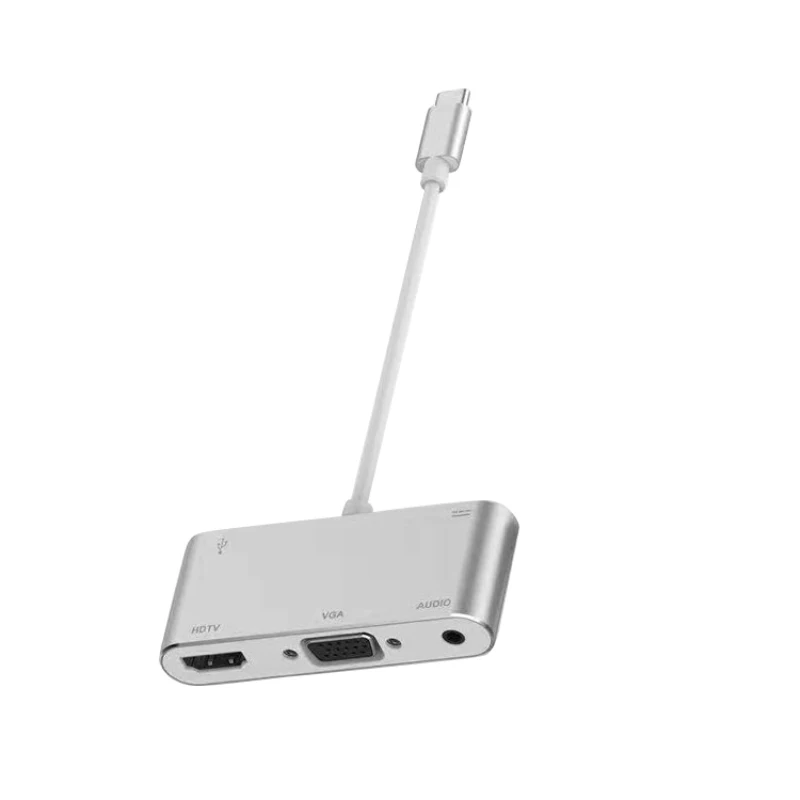 Centechia адаптер HDTV OTG кабель для USB C HDMI VGA 3,5 мм Тип К HDMI 4 к аудио видео адаптер Macbook huawei расширяет концентратор - Цвет: silver