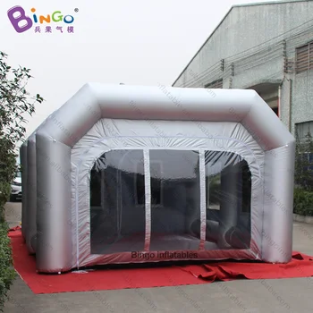 

FACTORY OUTLET 6x4x2.7m inflatable sliver spray booth custom made air blow balloon for car printing decorating tent with advert
