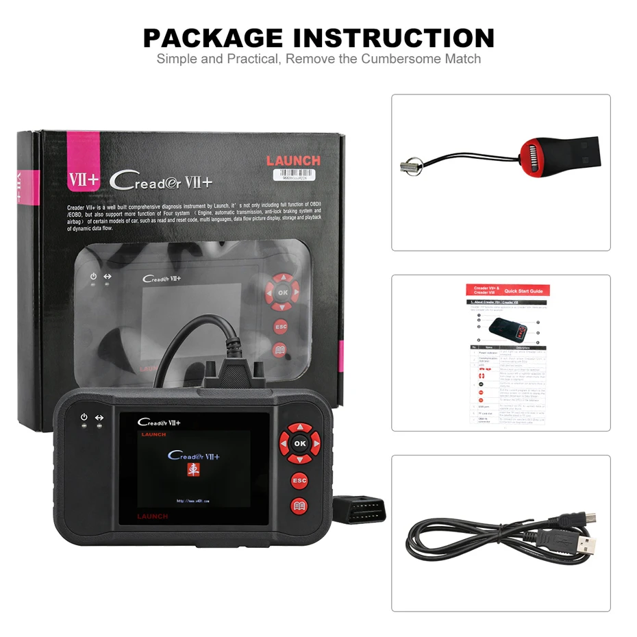 LAUNCH Creader VII+ obd2 сканер диагностический диагностика автомобиля авто автосканер для