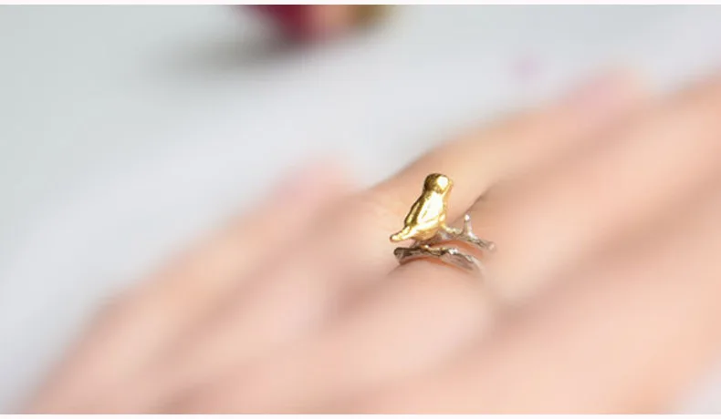 Новое 925 пробы Серебряное винтажное стильное ручное кольцо с птицей регулируемое кольцо для женщин модное S925 ювелирное изделие подарок