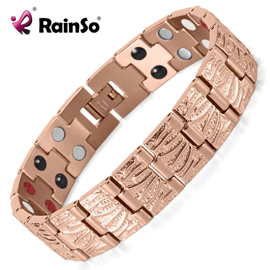 

RainSo Titanium Magnetic Bracelets & Bangle 2 Row Health Care Elements Germanium Healing Bracelet Health Hologram Wristbands