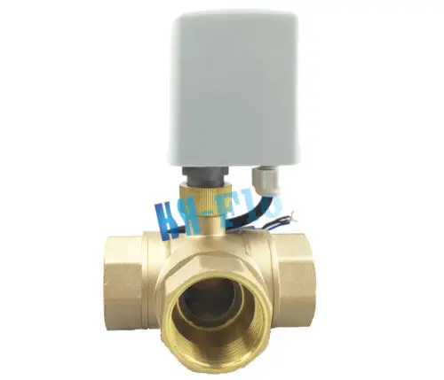 Латунный моторизованный шаровой клапан т/л порт 220VAC три пути 3/" DN20 электрический клапан