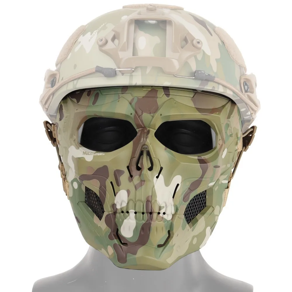 Airsoft Shooting Tactical Hunting Equipment Gears Skull Messengers Unisex Full Protective Mask Helmet 2 Wearing Ways Accessories