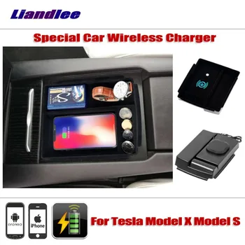 

Liandlee For Tesla Model X Model S Special Car Wireless Charger Armrest Storage For iPhone Android Phone Battery Charger