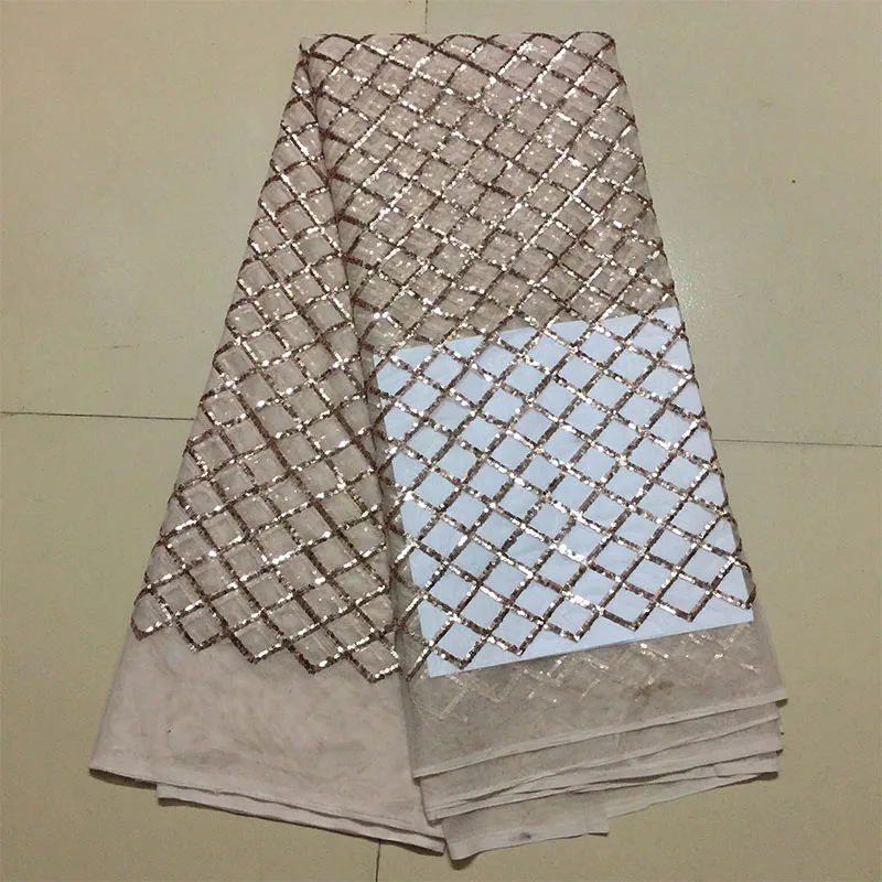 

2017 African French Champagne Color/Black Sequins Lace Fabric,High Quality African Tulle Lace Fabric with Sequins For Wedding