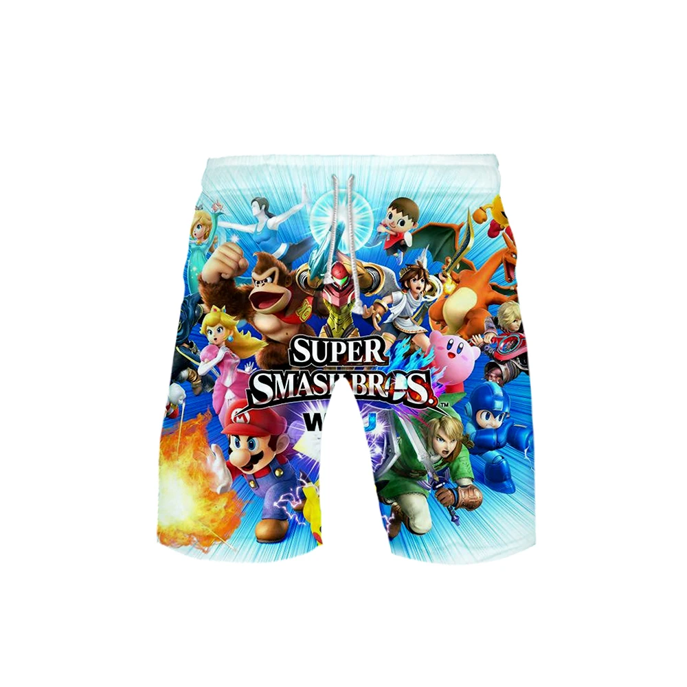Новые Горячие 3D супер Smash Bros. Летние мужские шорты для отдыха брелок для ключей в стиле ретро пляжные шорты для отдыха в стиле хип-хоп