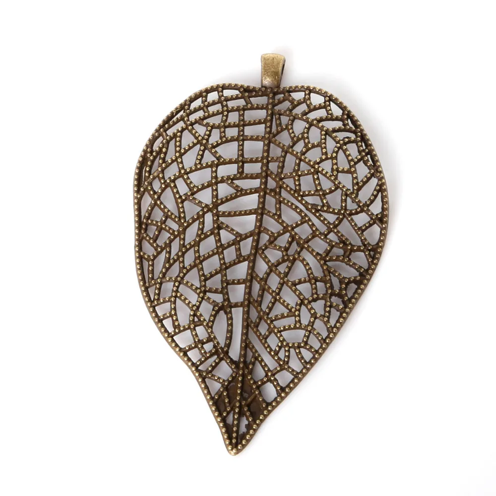 

New Arrival 10pcs 80x49mm Antique Bronze Metal Pendant Leaves Charms Jewelry Findings Accessories For DIY