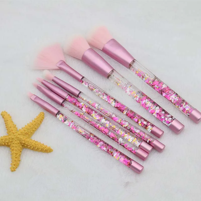 

7pcs Rhinestone Glitter Crystal Makeup Brushes Sets Foundation Eyeshadow Make up Tool Face Lip Powder Brushes kits Tool 4colors