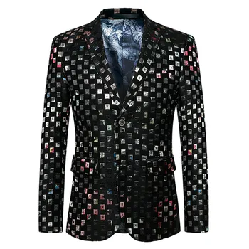 

2018 Fashion New Men's Casual Boutique Business Flower Suit / Men's Personality Three-dimensional Print Party Blazer Jacket Coat
