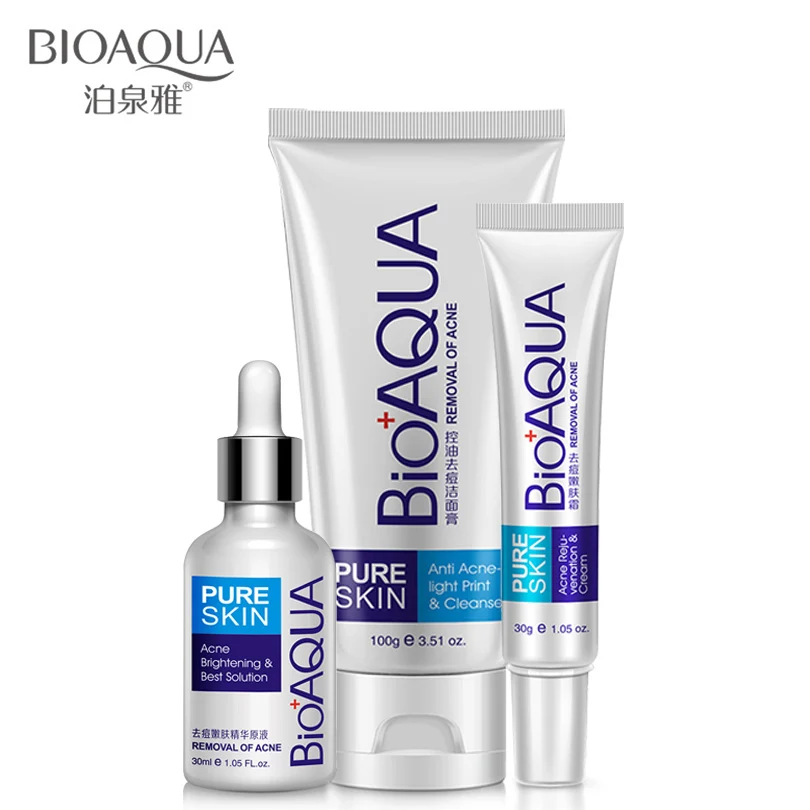 Набор для ухода за кожей лица BIOAQUA 3 kins крем удаления акне шрамов эссенция