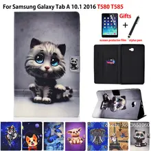 SM-T585 чехол для планшета, чехол для samsung Galaxy Tab A A6, 10,1 дюймов, SM-T580, T585, милый кот, животное, откидной силиконовый чехол из искусственной кожи