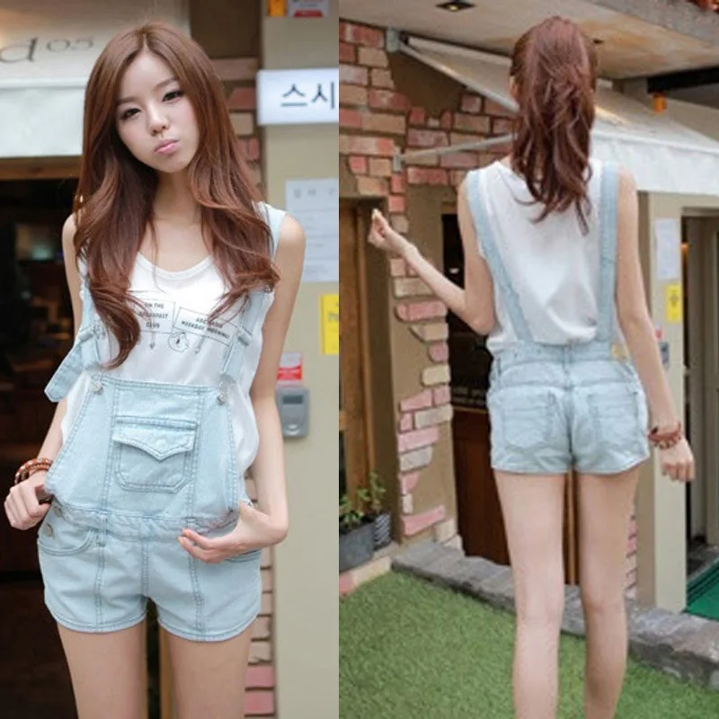 Half length Short Pants Jeans Jumpsuit 