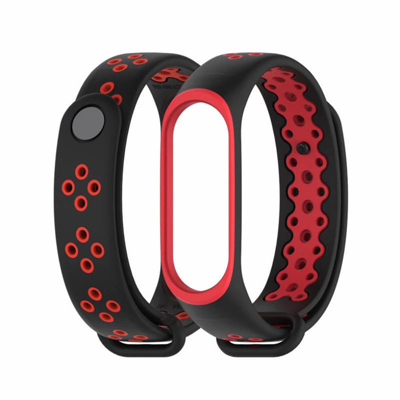 

SOONHUA Sports Smart Bracelet Accessories For Xiaomi Mi Band 3 Hollow Silicone Strap Replacement Bi-color Smart Watch Strap