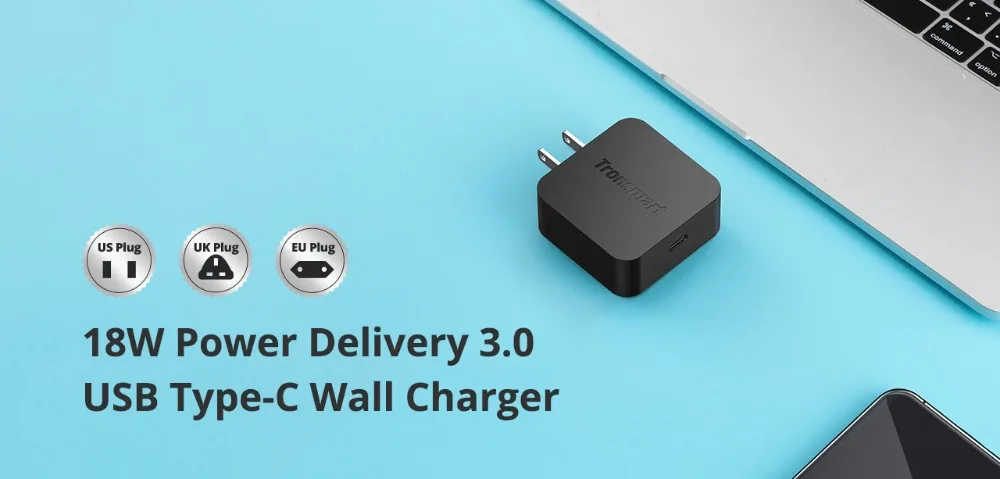 Tronsmart WCP01 Charger Quick Charge 3.0 18W Power Delivery 3.0 USB Type-C Phone Charger for iphone x,iphone 8 plus,samsung s8_01