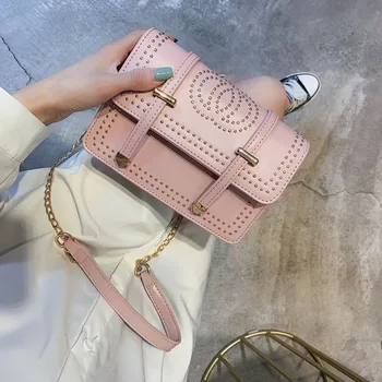 

Fashion 2019 New Female Square Bag High Quality Ladies Summer Crossbody Bags for Women Rivet Chain Shoulder Messenger Bag