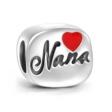 

Everbling Red Heart Nana Enamel Authentic 925 Sterling Silver Charm Bead Fits Charms Europen Style Bracelets