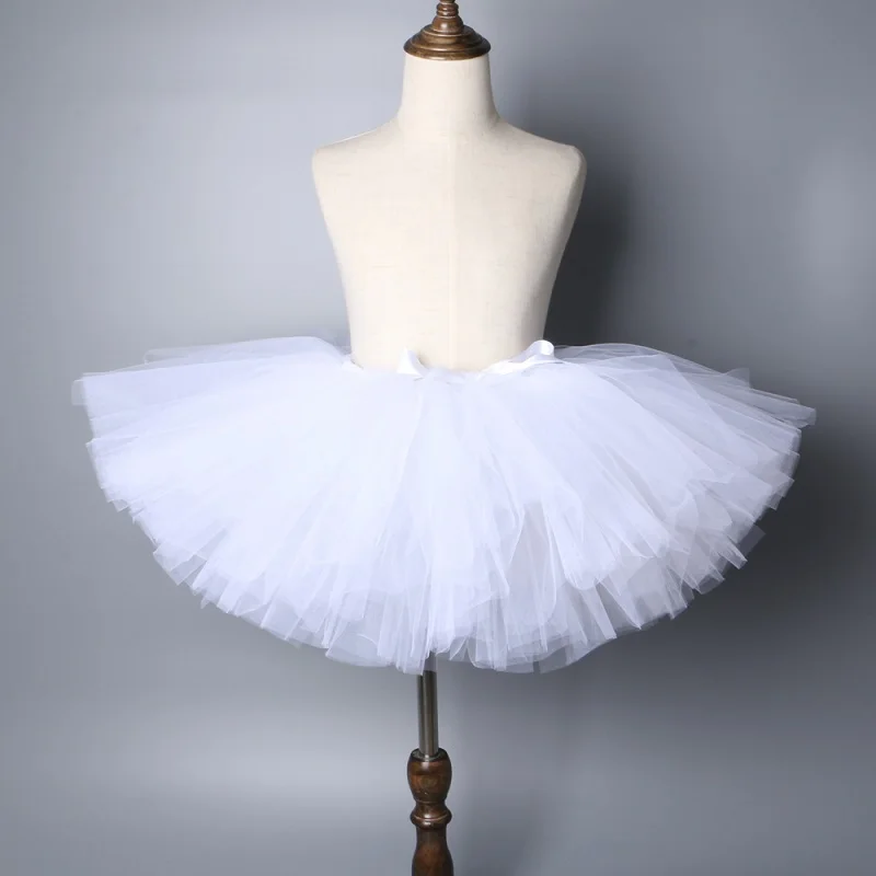 Юбка-пачка белого цвета пышная детская фатиновая юбка-американка для танцев и балета для девочек юбка-пачка со снеговиком для дня рождения для детей от 1 до 14 лет - Цвет: Белый