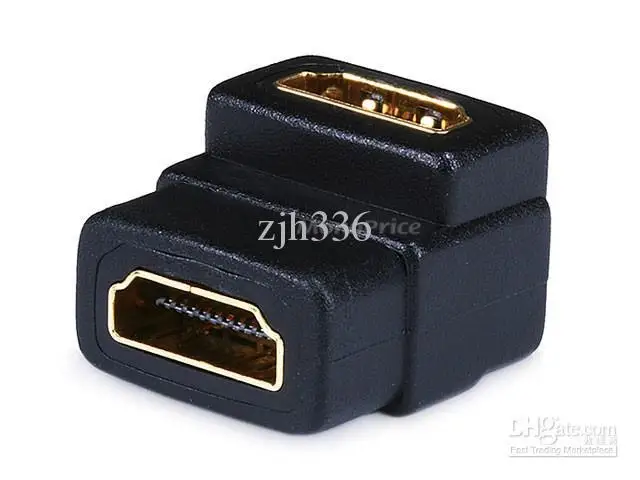 

New Dropship 1 Piece New 90 Degree Black HDMI Female To Female Adapter Connector
