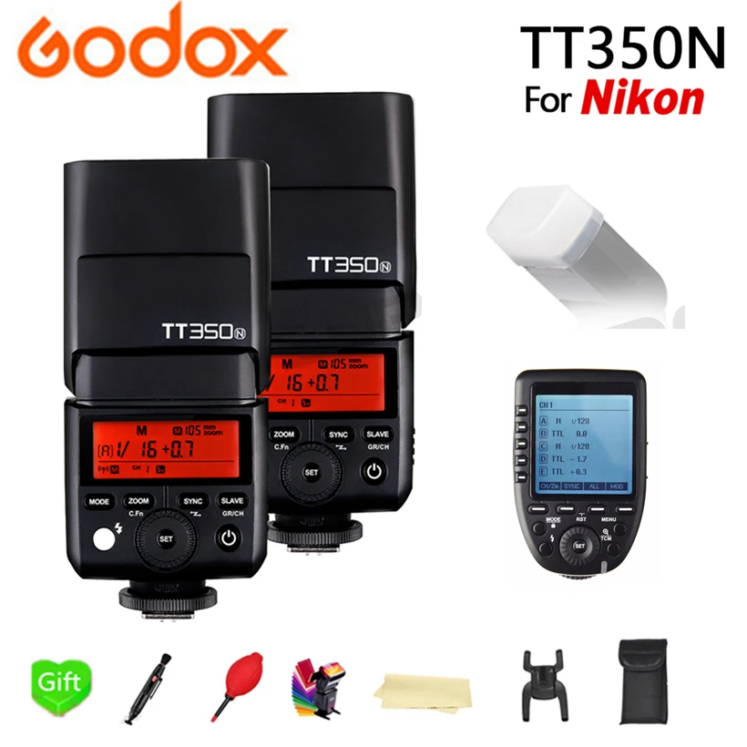

2x Godox TT350N GN36 2.4G Wireless HSS 1/8000s TTL Flash Speedlite + Xpro-N Transmitter for Nikon D750 D7200 D7000 D5100 D7100