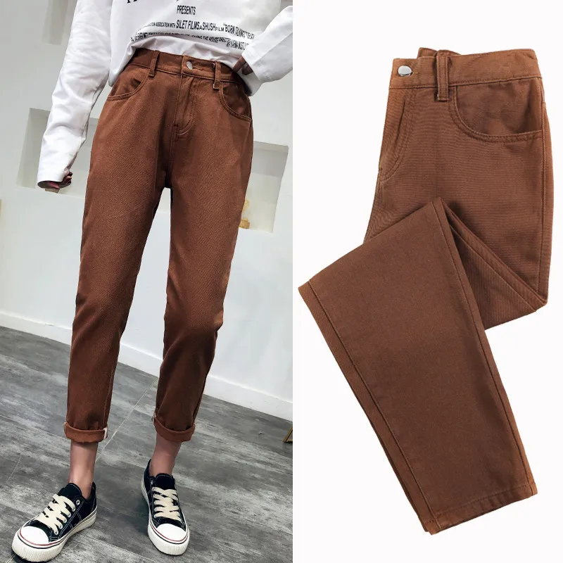 2019 Casual Jeans Woman High Waist Boyfriend Jeans ladies Plus Size Pink Black Denim Mom Jeans Pants Trousers jeans femme