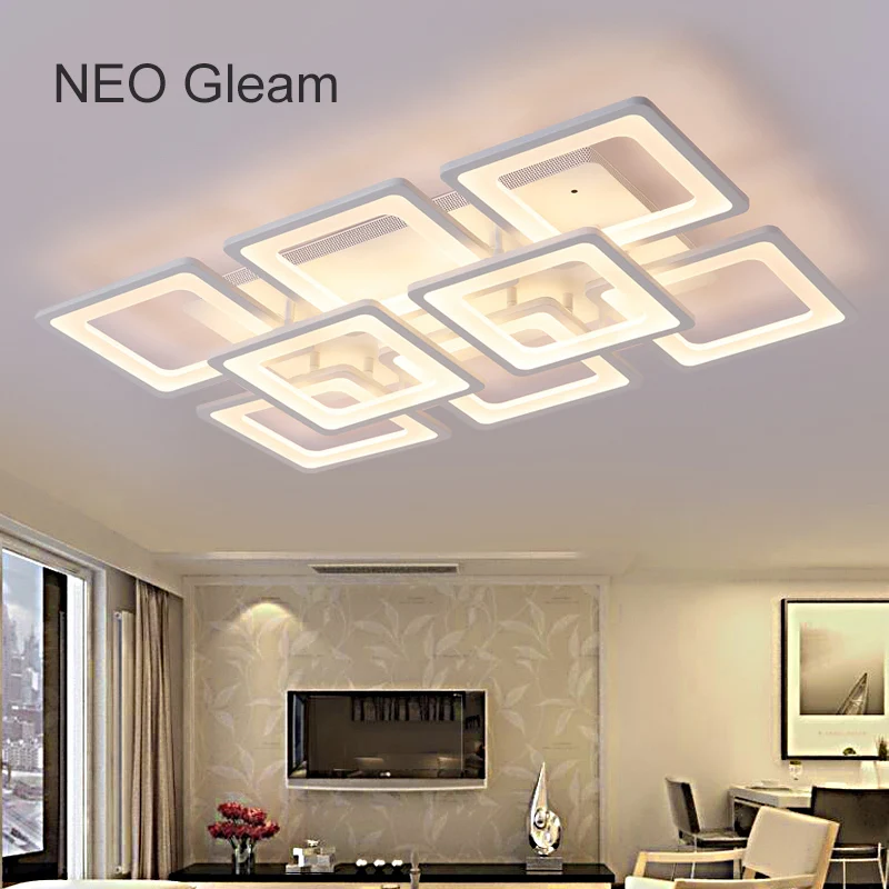 

NEO Gleam Rectangle Modern led ceiling chandelier lights for living room bedroom AC85-265V Square ceiling chandelier fixtures