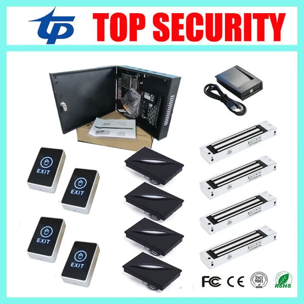 4PCS ID Card Reader With FRee Software ZK C3-400 4 Doors Access Control Board 
