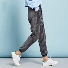 Nueva Moda de Primavera Franela Engrosada Haren Pantalones de Color Sólido, Además de Terciopelo Cálido Casual Mujer Pantalones Harem Pantalones de Las Mujeres