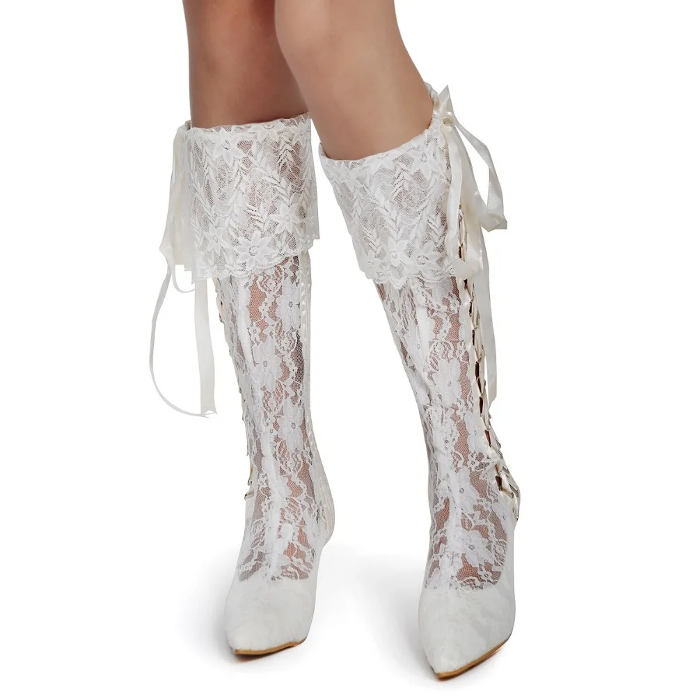 white satin boots
