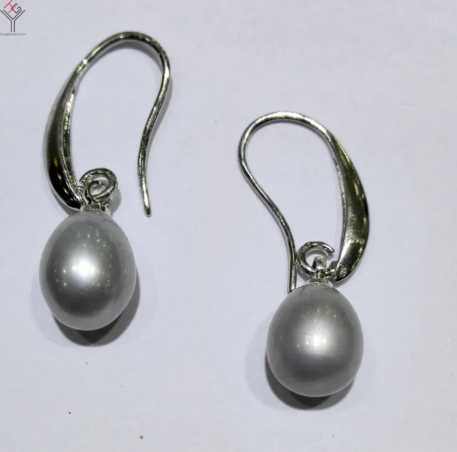 women Jewelry Earring Bright Gray Pearl Dangle Hook Earring Natural
