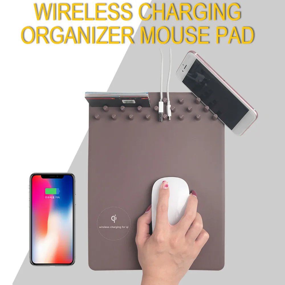 

Work board QI Wireless Mouse Pad Portable graduated scale Anti Slip Suitable Multifunction Fast Charger 2in1 For iPhone Mat