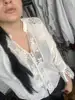 Блузка женская с цветочной вышивкой, белая хлопковая кружевная рубашка свободного кроя в стиле бохо, шикарная туника с V-образным вырезом и длинным рукавом, пикантные топы, блузки ► Фото 3/6