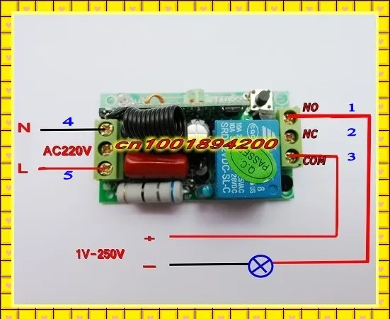 AC 220 В 1 CH 10A приемника радиорелейной RF Беспроводной светильник светодиодный лампы Мощность пульт дистанционного управления обучения Мгновенный Переключатель 315/433