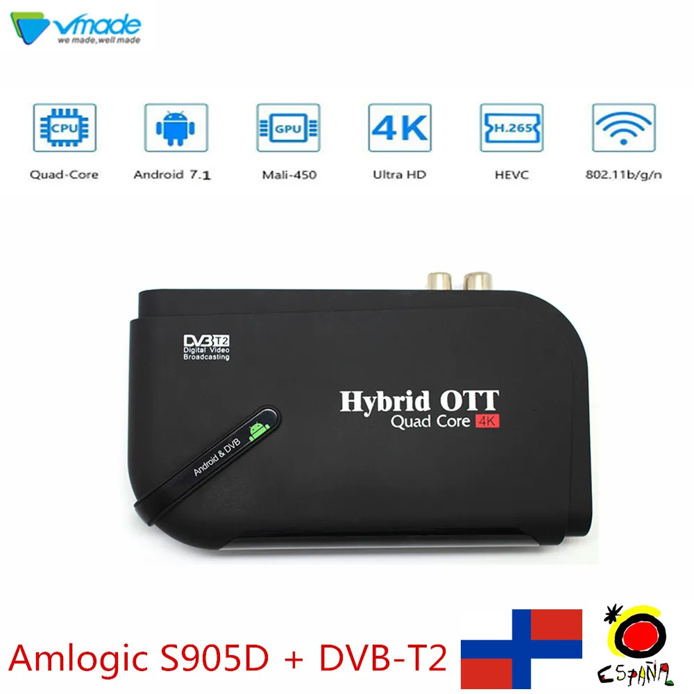 

Android 7.1 Amlogic S905D Quad Core Smart Box & DVB-T2 HD Digital Terrestrial Receiver Combo Set-Top Box Support 1+8GB Netflix