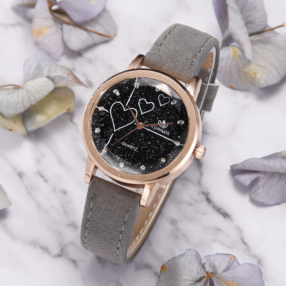 

Luxury Temperament Lady Irregular Mirror Leather Belt Watch Quartz Watch