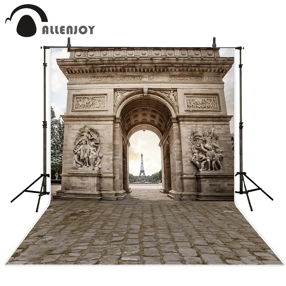 

Allenjoy 10ftx6.5ft wedding Photography Backdrops Arc de Triomphe Eiffel Tower in Paris France romantic background photo studio