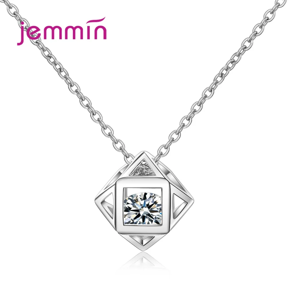 

New 925 Sterling Silver Pendant Necklace Sparkling Cubic Zirconia Stone Fashion Jewelry Best Gift For Women Girls
