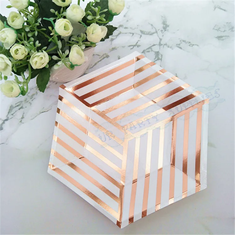 

80pcs Rose Gold Dessert Plates Rose Gold Paper Plates Modern Hexagon Design Bridal Shower Cake Table Birthday Party Decor