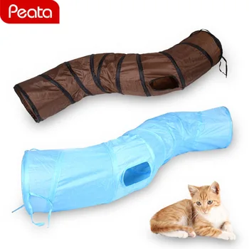 

"S" Shape Cat Toys Tunnel Long Lovely Funny 2 Holes Cat Tunnel Toys Kitten Puppy Pet Supplies Kitten Interactive Hide and Seek Y