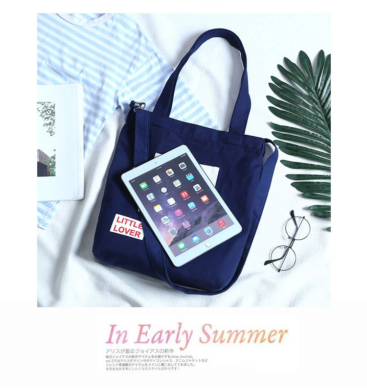 Literature And Art Messenger Bag Japanese Dual Canvas Shoulder Bag Student Korean Harajuku Joker Simple Handbag Shopping Bag07