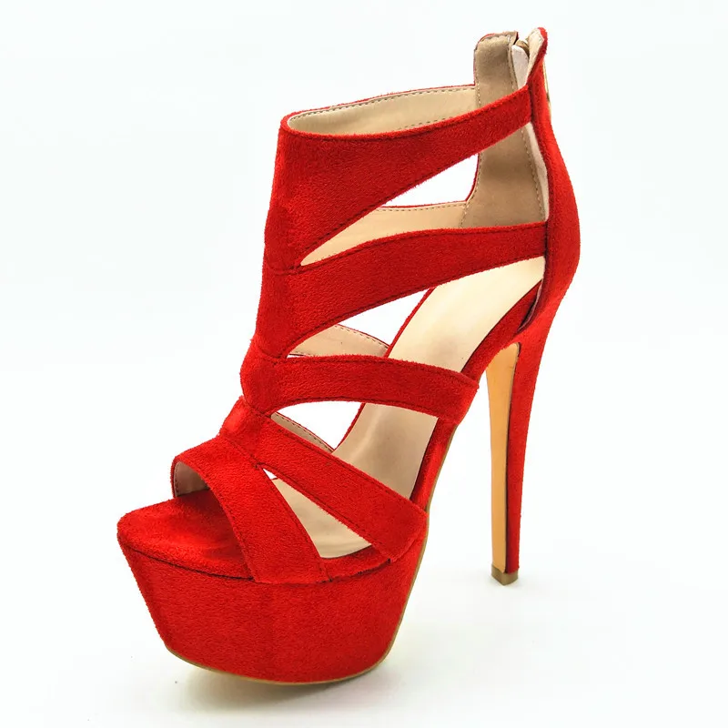SHOFOO/элегантная и стильная обувь,, замшевые босоножки на высоком каблуке 14,5 см, женские босоножки. Размер: 34-45