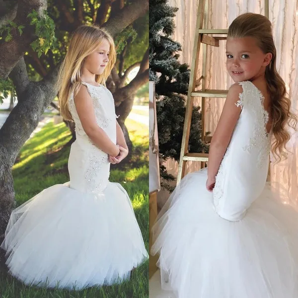 

2019 Mermaid Flower Girls Dresses for Wedding Party Trumpet Kids Little Girl Pageant Communion Dresses Cute robe fille mariage