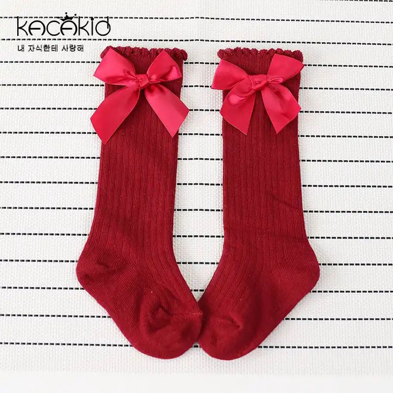 Cotton Baby Socks Bow Princess Socks Baby Girls Knee Anti Slip Leg Warmers Socks