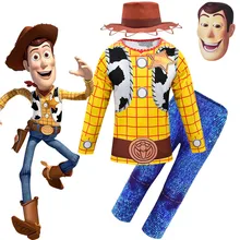 Костюм Вуди «История игрушек 4»; Детский костюм для косплея с длинными рукавами+ длинные штаны+ шапочка+ наборы масок для мальчиков; костюм для вечеринки на Хэллоуин