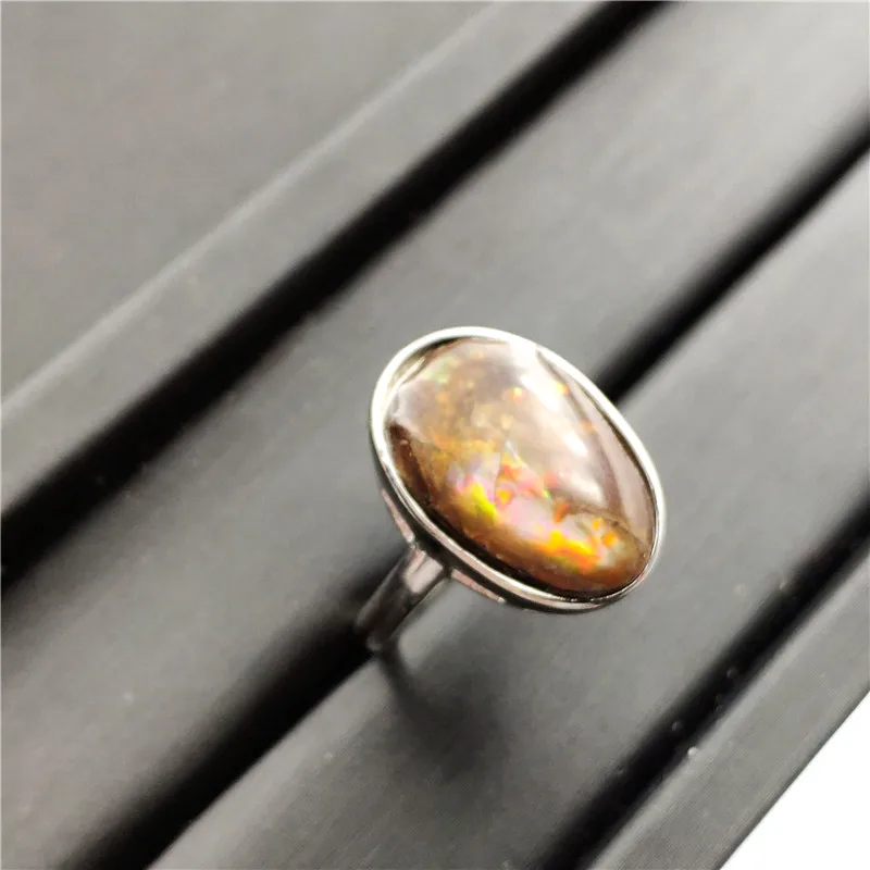 Natural Colorful Ammonite Ammolite Ring (4)